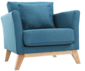 Fauteuil style scandinave bleu confortable